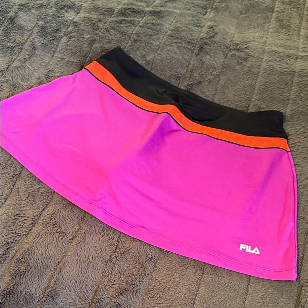 FILA Women's Skort in Pink, Black, and Orange